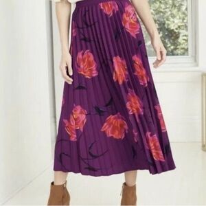 Floral Pleated Midi Skirt